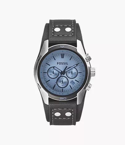 Coachman 45mm Chronograph Black Leather Watch