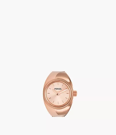 Watch Ring 15mm Two-Hand Rose Gold-Tone Stainless Steel