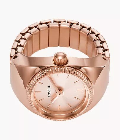 Watch Ring 15mm Two-Hand Rose Gold-Tone Stainless Steel