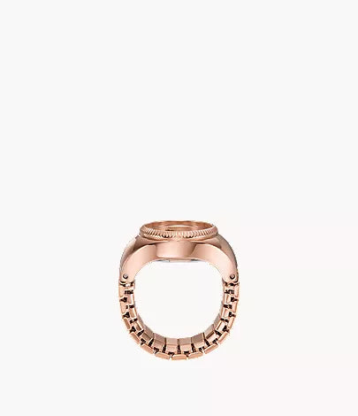 Watch Ring 15mm Two-Hand Rose Gold-Tone Stainless Steel