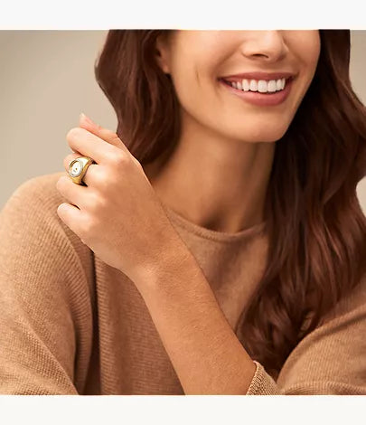 Watch Ring 15mm Two-Hand Gold-Tone Stainless Steel
