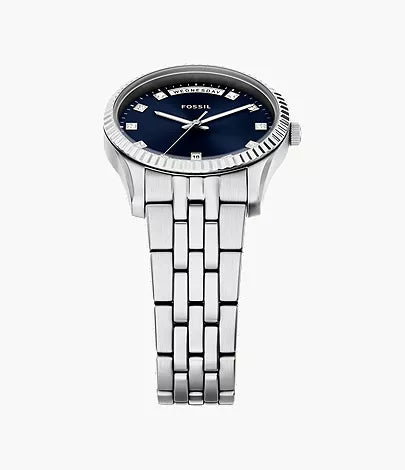 Scarlette 34mm Three-Hand Day-Date Stainless Steel Watch