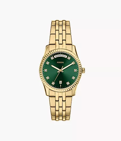 Scarlette 34mm Three-Hand Day-Date Stainless Steel Watch U7