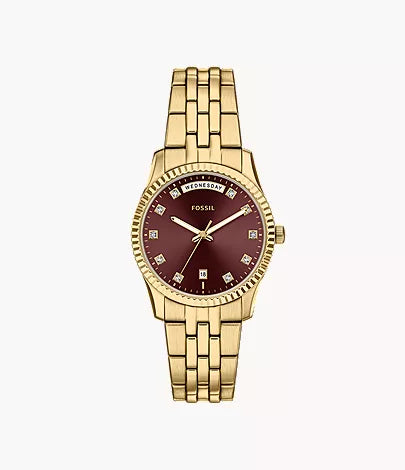Scarlette 34mm Three-Hand Day-Date Stainless Steel Watch U7