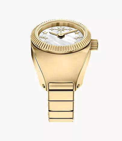 Watch Ring 15mm Two-Hand Gold-Tone Stainless Steel
