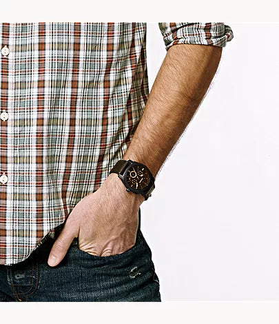 Machine 42mm Chronograph Brown Leather Watch