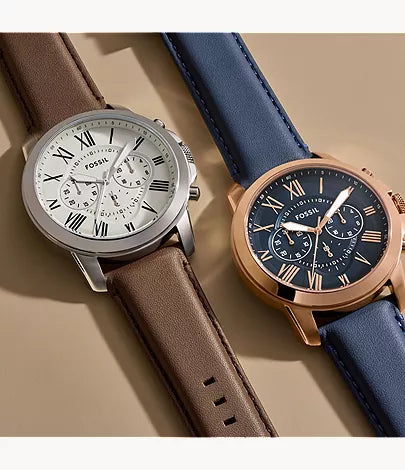 Grant 44mm Chronograph Brown Leather Watch