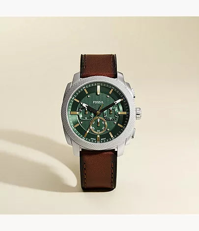 Machine 44mm Chronograph Brown Leather Watch