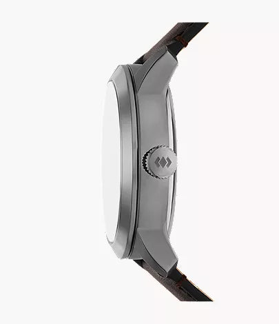 Townsman Big Tic 42mm Gunmetal Brown Leather Watch