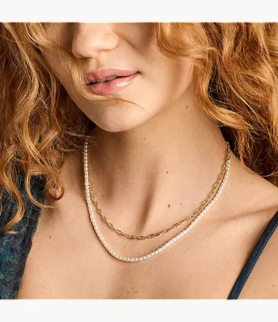 Heritage Pearl D-Link Gold-Tone Brass Multi-Strand Necklace