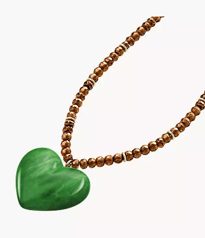Resin Collection Green Resin Heart Pendant Necklace