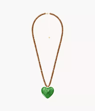 Resin Collection Green Resin Heart Pendant Necklace
