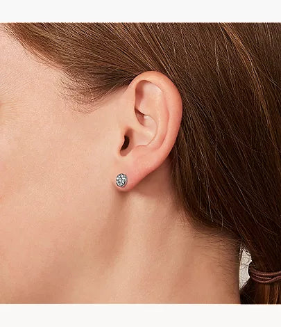 Ellis Iconic Glitz Silver-Tone Stainless Steel Stud Earrings