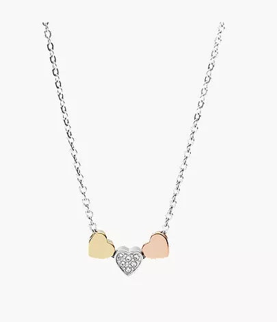 Sutton Heart Tri-Tone Steel Necklace