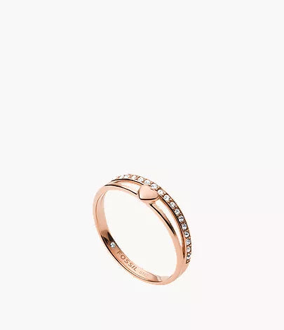 Sutton Hearts To You Rose Gold-Tone Stainless Steel Band Ring