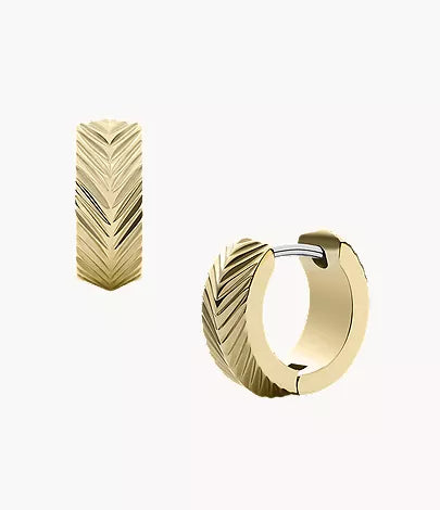 Harlow Linear Texture Gold-Tone Stainless Steel Huggie Hoop Earrings