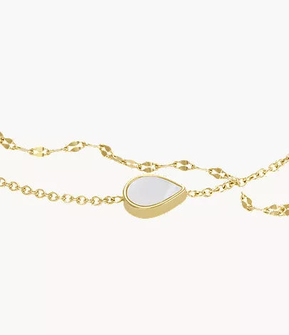 Merrit Teardrop White Mother-of-Pearl Chain Bracelet