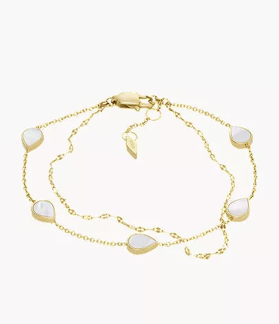 Merrit Teardrop White Mother-of-Pearl Chain Bracelet