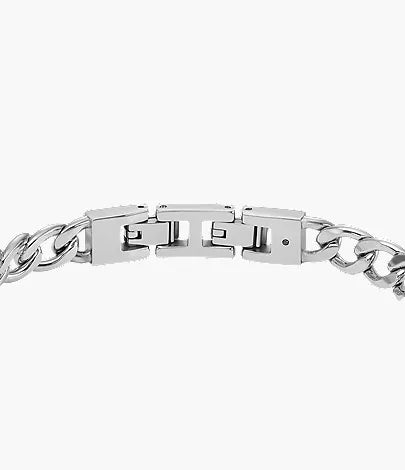 Machine Knurled Texture Stainless Steel Chain Bracelet