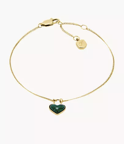 Sutton Modern Meadows Reconstituted Malachite Heart Chain Bracelet