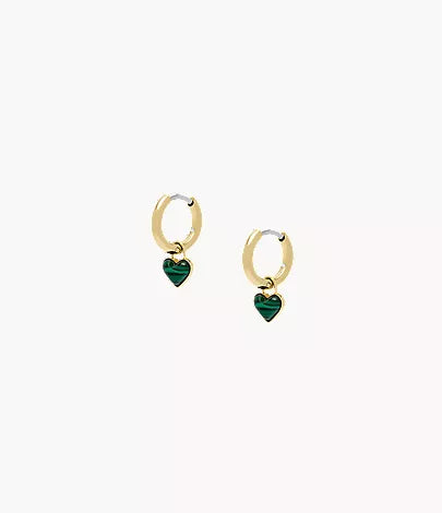 Sutton Modern Meadows Reconstituted Malachite Heart Hoop Earrings