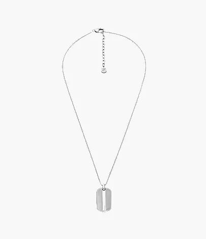 Machine Knurled Texture Stainless Steel Dog Tag Necklace