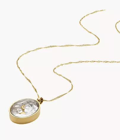 Sutton Shaky Glitz Gold-Tone Stainless Steel Moon and Star Pendant Necklace