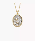 Sutton Shaky Glitz Gold-Tone Stainless Steel Moon and Star Pendant Necklace