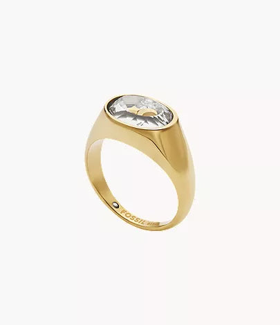 Sutton Shaky Glitz Gold-Tone Stainless Steel Moon and Star Signet Ring