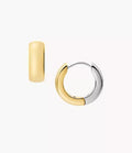 Ellis Domed Collection Two-Tone Stainless Steel Hoop Earrings