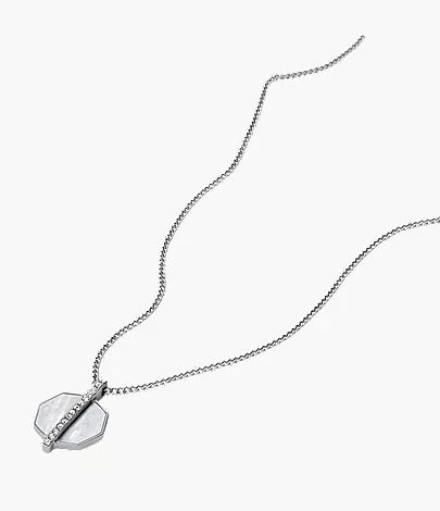 Merrit Timeless Mother Of Pearl Silver-Tone Stainless Steel Pendant Necklace