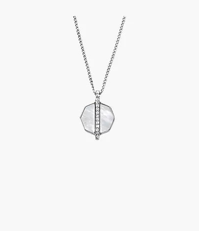 Merrit Timeless Mother Of Pearl Silver-Tone Stainless Steel Pendant Necklace