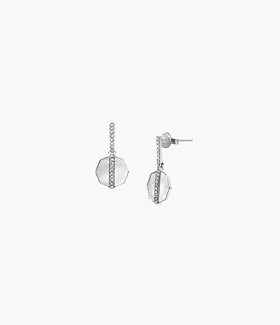 Merrit Timeless Mother Of Pearl Silver-Tone Stainless Steel Drop Earrings