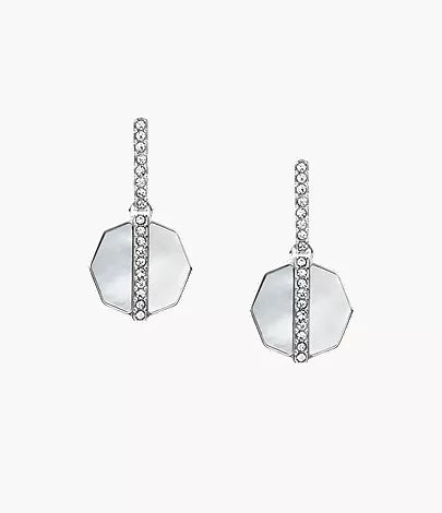 Merrit Timeless Mother Of Pearl Silver-Tone Stainless Steel Drop Earrings
