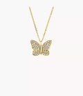 Sutton Pavé Butterfly Gold-Tone Stainless Steel Pendant Necklace