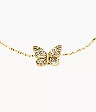 Sutton Pavé Butterfly Gold-Tone Stainless Steel Station Bracelet