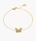 Sutton Pavé Butterfly Gold-Tone Stainless Steel Station Bracelet