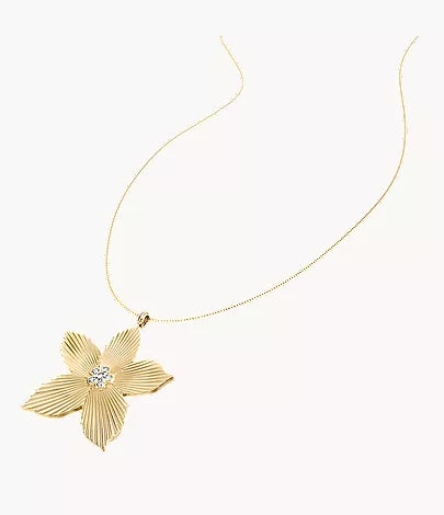 Sutton The Flower Collection Gold-Tone Stainless Steel Pendant Necklace