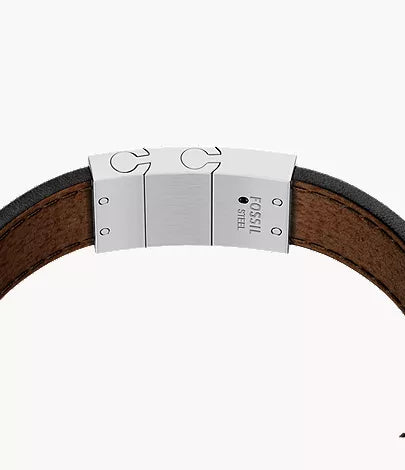 Topstitch Brown Leather ID Bracelet