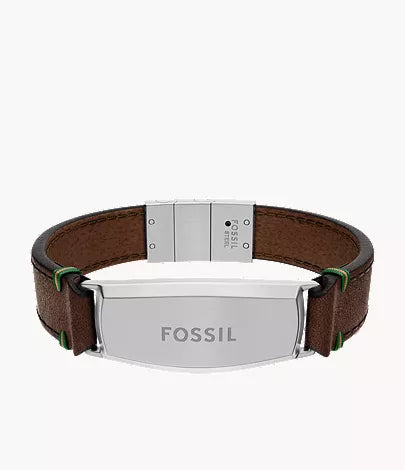 Topstitch Brown Leather ID Bracelet