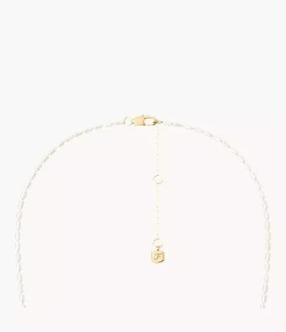 Harlow Rondelles White Acrylic Pearl Stainless Steel Station Necklace