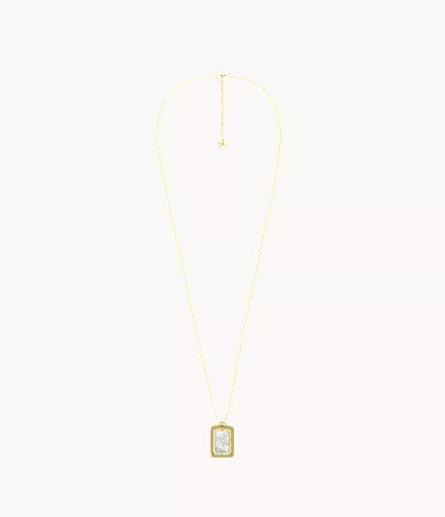 Raquel Glitz White Mother-of-Pearl Spinning Pendant Necklace