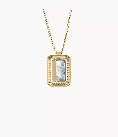 Raquel Glitz White Mother-of-Pearl Spinning Pendant Necklace