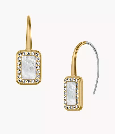 Raquel Glitz White Mother-of-Pearl Drop Earrings