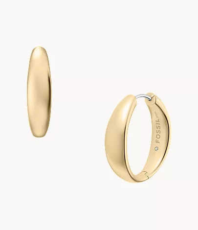 Ellis Domed Collection Medium Gold-Tone Stainless Steel Hoop Earrings