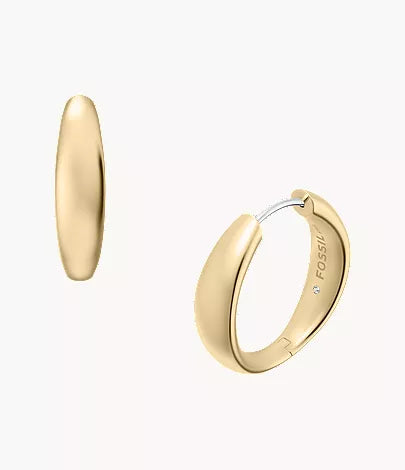 Ellis Domed Collection Medium Gold-Tone Stainless Steel Hoop Earrings