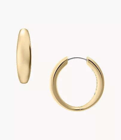Ellis Domed Collection Medium Gold-Tone Stainless Steel Hoop Earrings