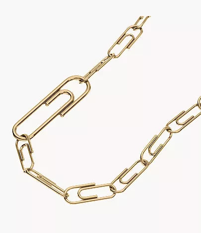 Paperclip Collection Gold-Tone Stainless Steel Chain Necklace