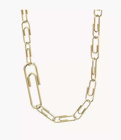 Paperclip Collection Gold-Tone Stainless Steel Chain Necklace