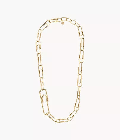 Paperclip Collection Gold-Tone Stainless Steel Chain Necklace